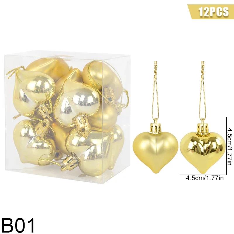 12 Stück Weihnachtsanhänger Stern Herzform Hängende Ornamente Weihnachtsbaumkugeldeko Valentinstag Partydekoration Neujahr 2025