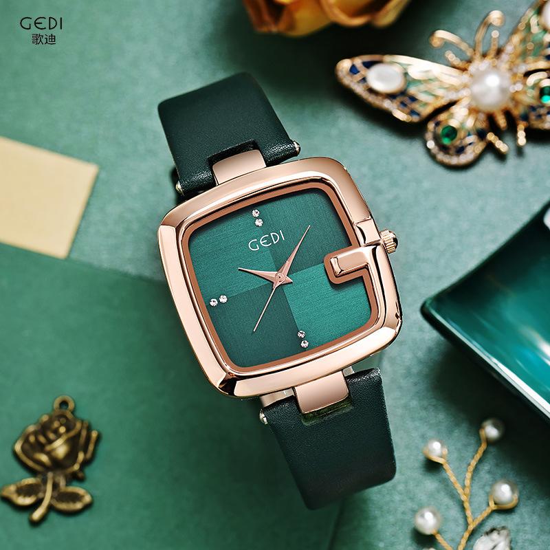 Light Luxury Large Dial Women'S Watch Niche High-End Belt Watch Women'S Quartz Waterproof Watch