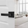 Modern Matte Black Door Handle For Bathroom And Bedroom Aluminum Alloys Smooth Grip Privacy Lock Indoor Installation