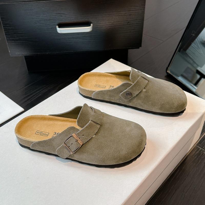 Birkenstock Women's Genuine Leather Closed Toe Summer Slip-On Slippers, 2025 New Thick Soft Sole