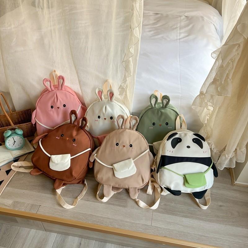 Adorable Cartoon Panda And Bunny Kids Backpack With Breathable Composite Fabric For Preschoolers