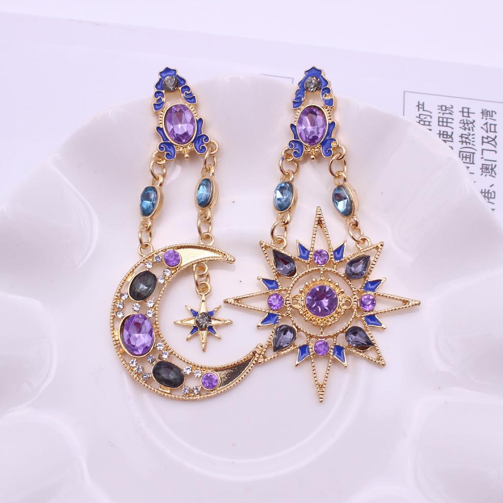 2PC Women's Fashion Design Star Moon Earrings Zircon Accessories Suitable for Date, Party, Festival Gifts