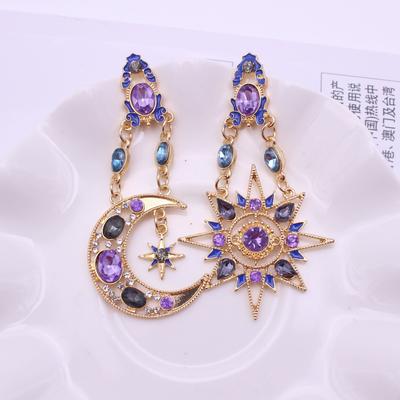 2 Stück Damen Modedesign Stern Mond Ohrringe Zirkon Accessoires Geeignet für Date, Party, Festival Geschenke