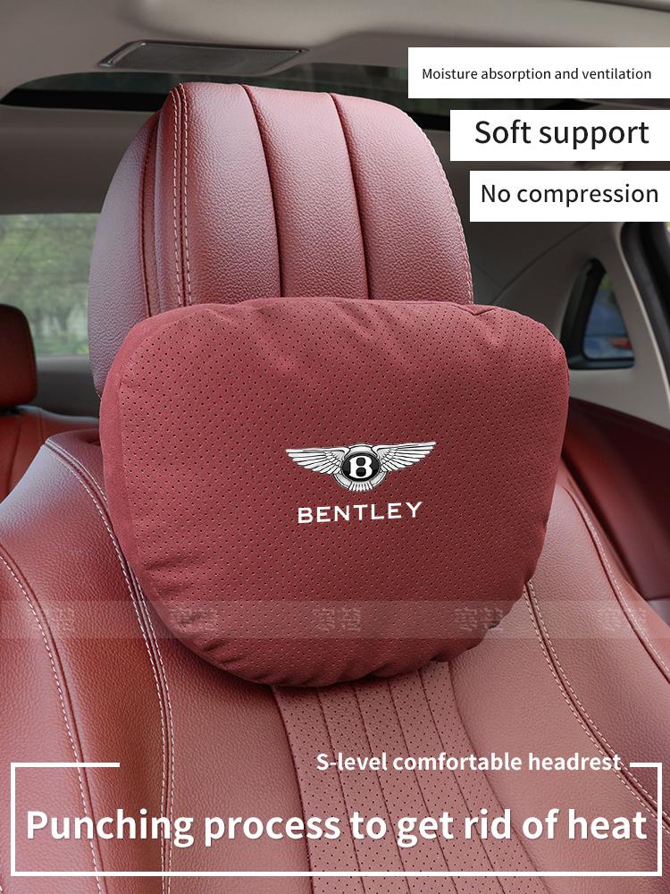 Car Headrest Neck Support Lumbar Cushion Soft Neck Pillow For Bentley Continental GT MULLINER Bentayga Flying Hurtling Spurlogo