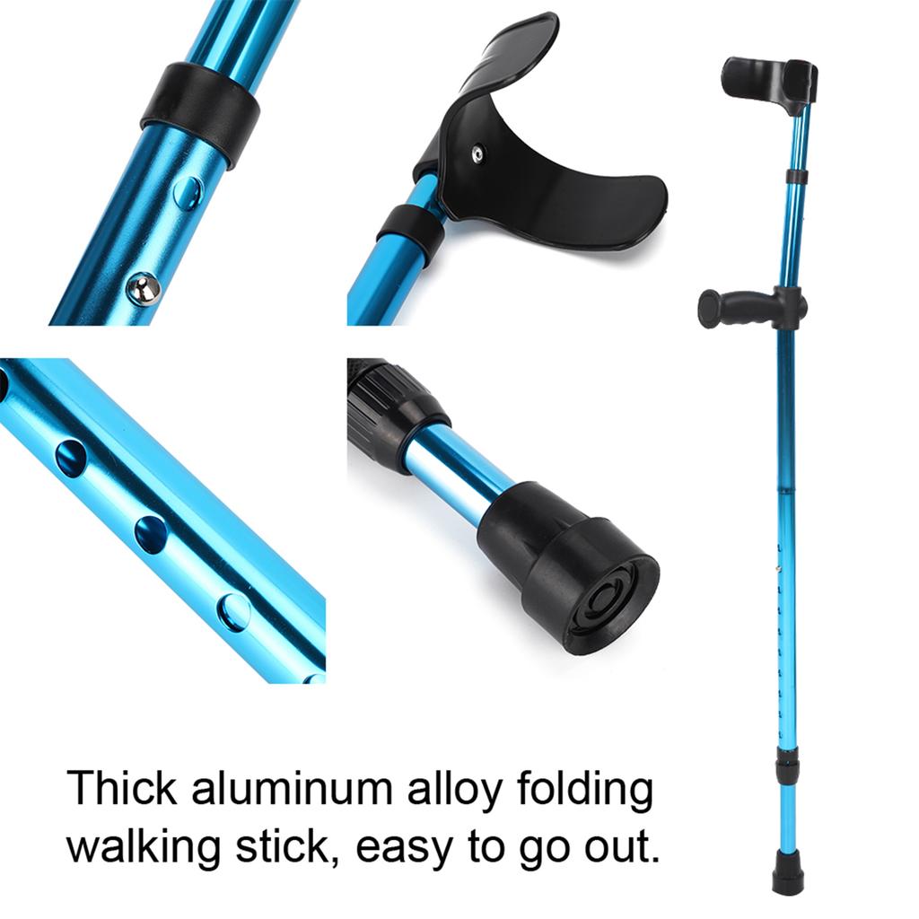 Portable Folding Walking Stick Adjustable Telescopic Underarm Cane Crutch for Seniors Disabled Elderly