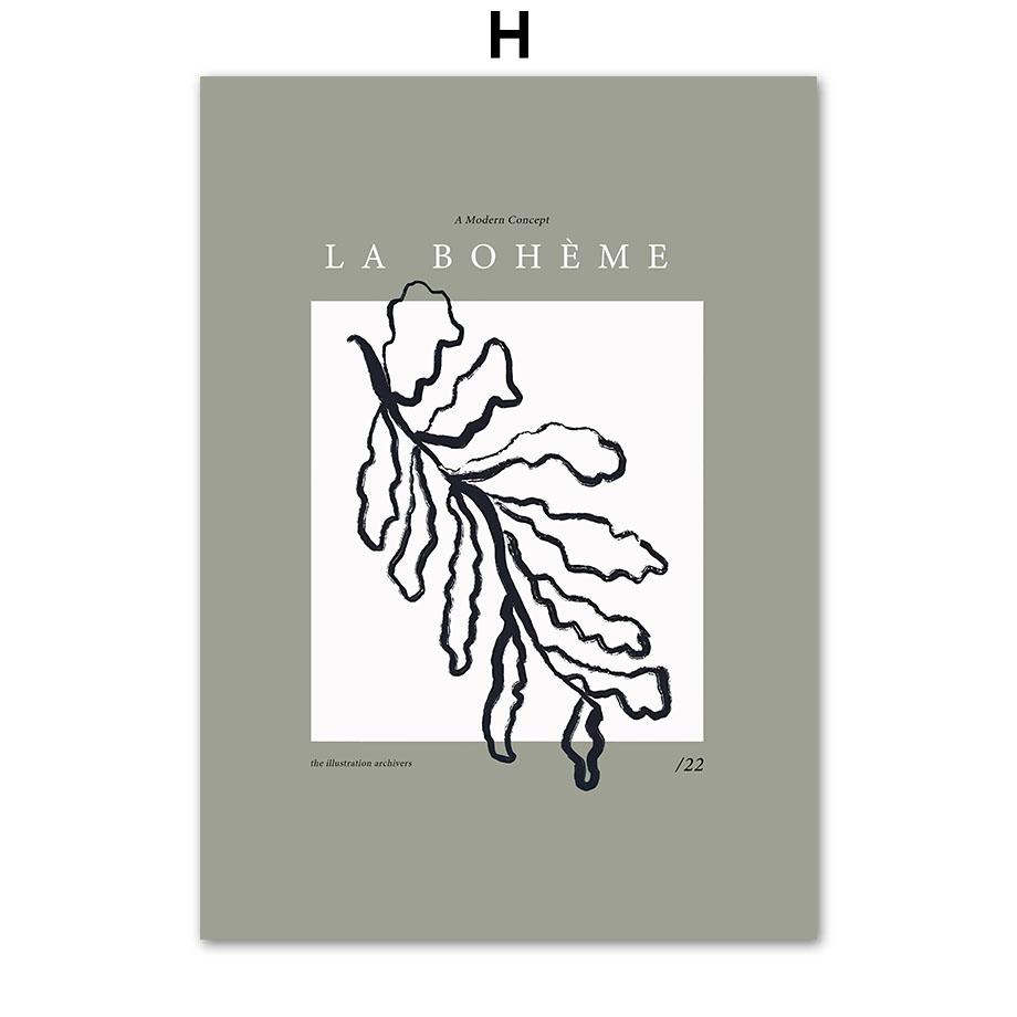 Moon Tree Leaf Geometric Curve Line Botanical Modern Posters And Prints Wall Art Canvas Painting Decor Pictures For Living Room