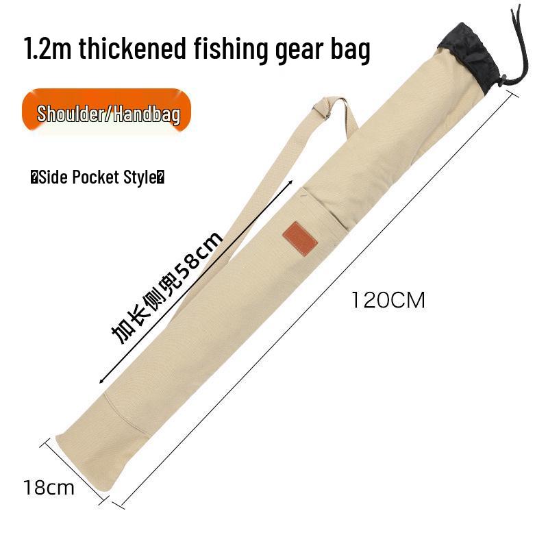 Thickened Canvas Fishing Rod Bag with Large Capacity and Lightweight Design