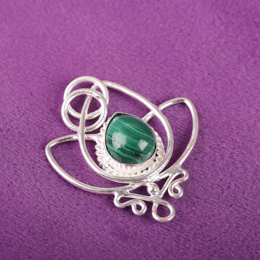 Malachite Pendant, 925 Sterling Silver Pendant Jewelry. Gift For Women Handmade Pendant Gemstone Jewelry
