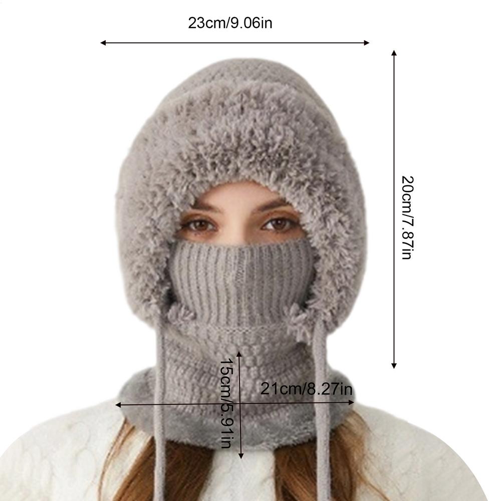 Winter Balaclavas Hat Scarf for Women Knsitted Hooded Caps Outdoor Warm Slouchy Warm Skiing Hat Outdoor Ear Protection Beanies