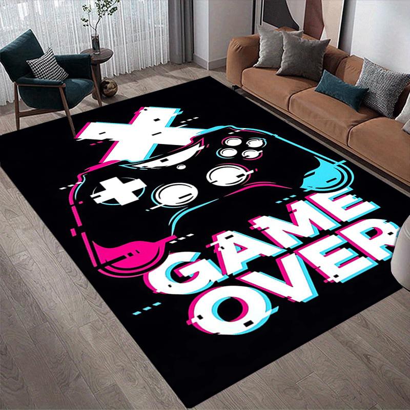 1pc Game Over Print, Design Area Rug - Soft, Anti-Slip, and Durable Gaming Room Decor for Bedroom, Living Room