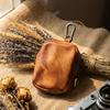 Men's Coin Purse, Genuine Leather Mini Coin Wallet Zipper Pocket with Back Belt Loop, Lightweight  Keychain Pouch for Men