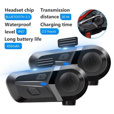 Waterproof Motorcycle Helmet Headset Wireless Hands-free Call Phone Earphone Music Player for Moto Helmet Bluetooth 5.3
