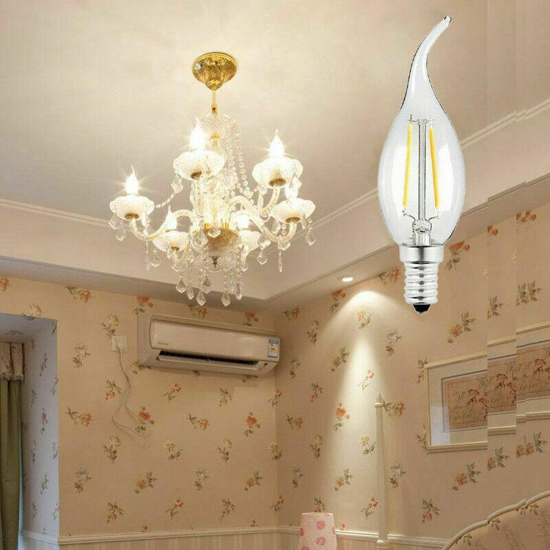 Stmívatelná E14 LED žárovka 2W 4W 6W Edison Retro Vláknová Svíčka Světlo 220V 240Lm