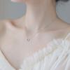 Elegant Ocean Heart Crystal Necklace, Delicate Collarbone Pendant Jewelry For Women Fine Gift