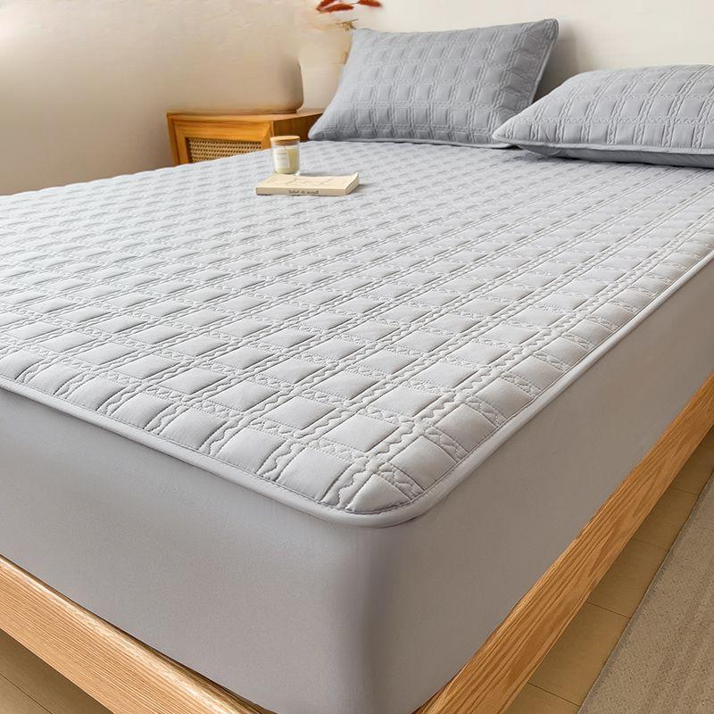 

Высококачественная толстая стеганая двуспальная простыня, наматрасник, мягкая дышащая эластичная простыня с глубоким карманом, 150 220*200, чехол для постельного белья Mattress Cover(150x200cm) серый