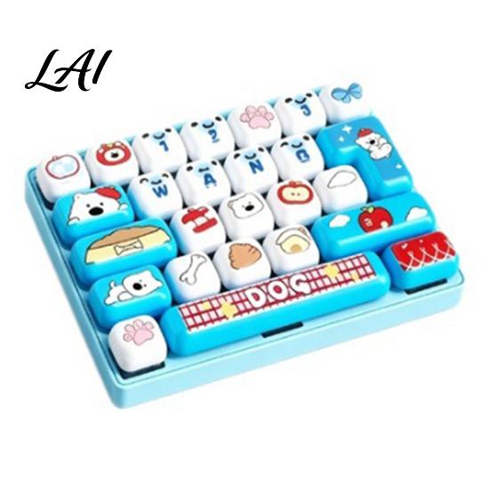 26-Key Keyboard Decor Fidget Toy Animal Theme Push Bubble Keyboard Tactile Pressing Toy Stress Relief Mini for Backpack Purse Charm