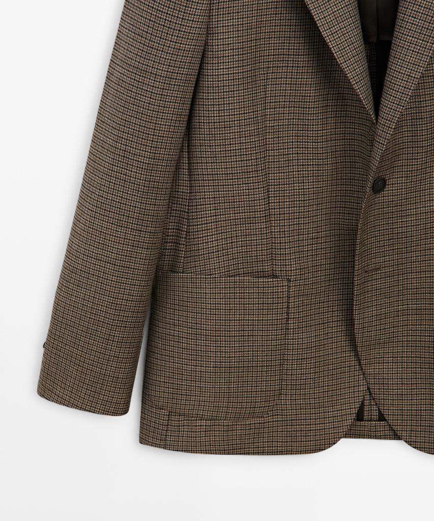 Massimo Dutti 100% Wool Houndstooth Blazer