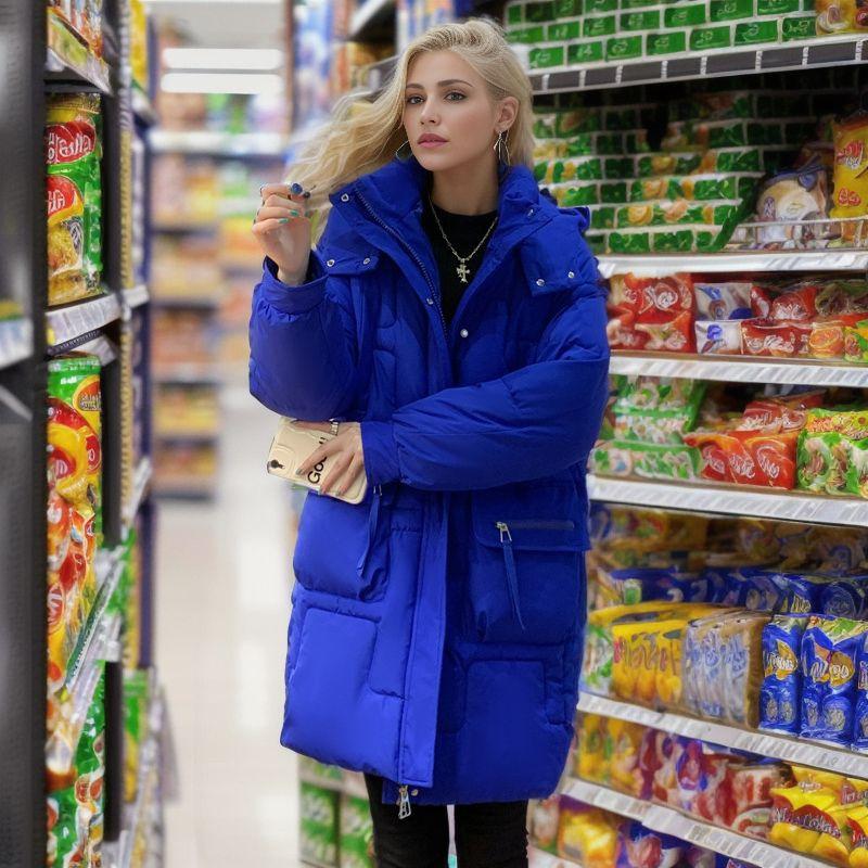 medium and long cotton-padded clothes, enlarged and thickened -padded jackets, loose bread clothes, winter knee-thick cotton-padded clothes