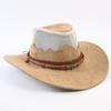 Western Cowboy Hat Men and Women Summer Breathable Sunscreen Visor Hat Big Brim Outdoor Travel Straw Top Hat