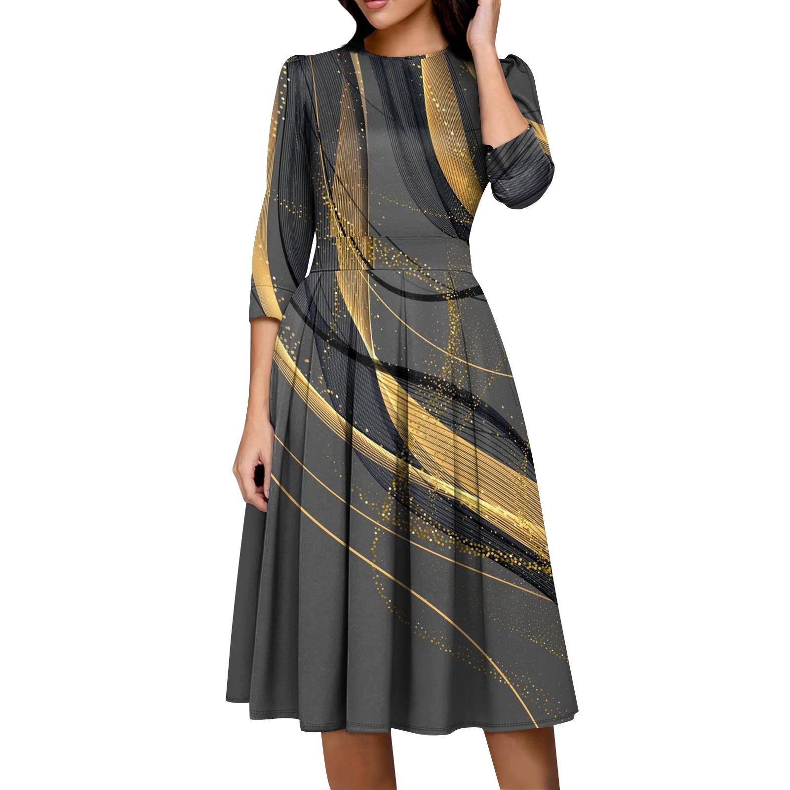 

Женское повседневное и модное платье с карманом на рукаве 3/4 и молнией сзади M