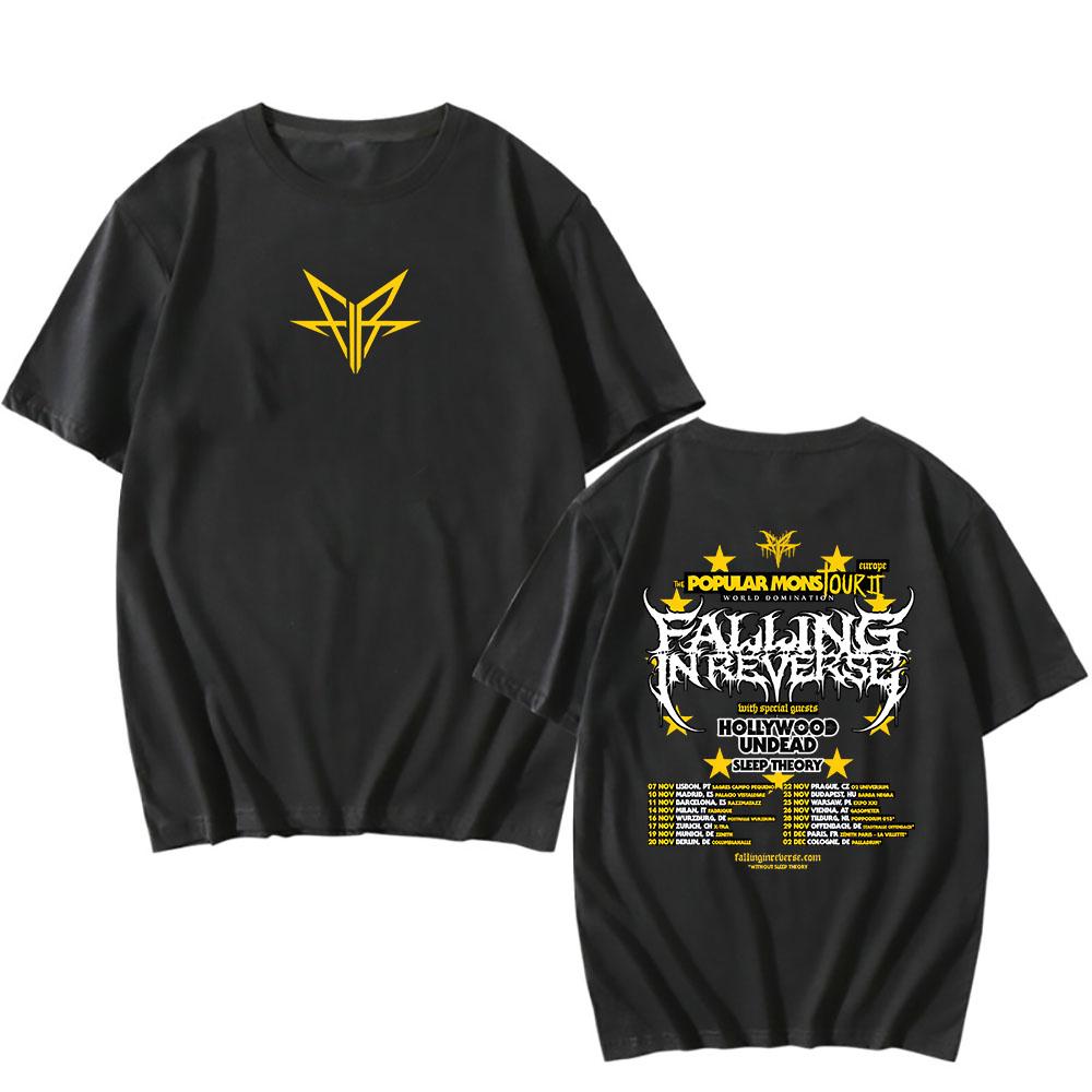Falling In Reverse The Popular Mons Tour T-shirt Short Sleeve Cotton Summer Tshirts Hip Hop Streetwear Men Clothes Graphic Tees