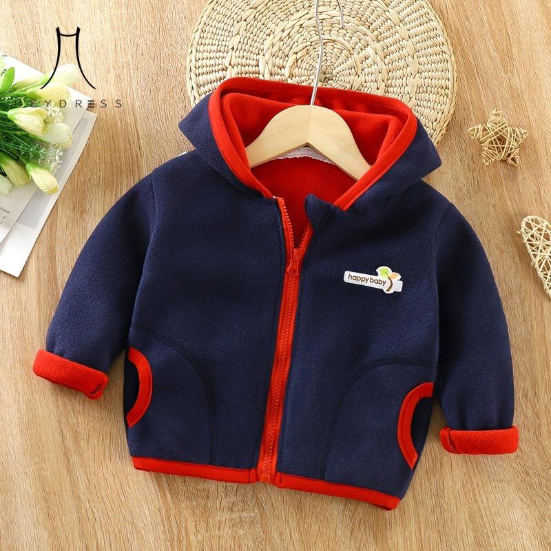 Children Fleece-lined Sweatshirt Autumn  Winter New Boys and Girls Clothing Children Hooded Top Baby Fleece Coat