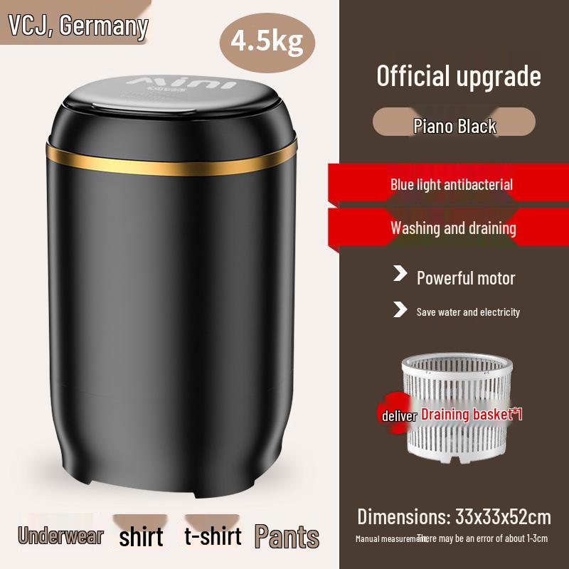 Compact Semi-Automatic Mini Washing Machine with Blue Light and Spin Function