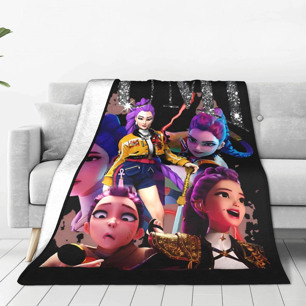 Rumi Kpop Demon Hunters Soft Blanket  Camping Plush Bedding Throws Aesthetic Couch Chair Flannel Bedspread Sofa Bed Cover
