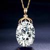 Women Elegant Oval Amethyst Gemstone Gold Plated Pendant Necklace