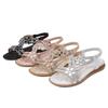 2026 Women Flat Rhinestone Sandals Bohemian Sandals Summer New Non Slip BeachElastic Low Heels Roman Sandals