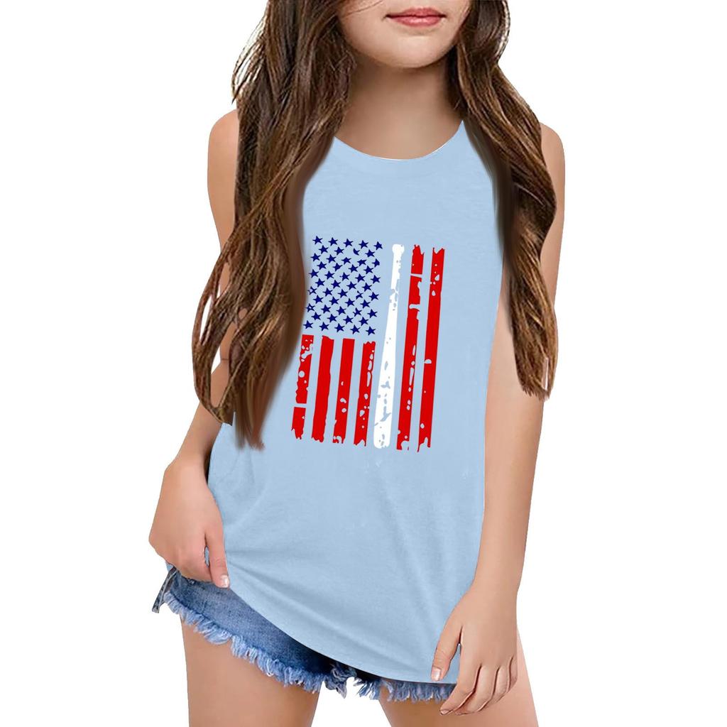 Mädchen Kinder Sommer Rundhals Ärmellose Shirts Tanktops