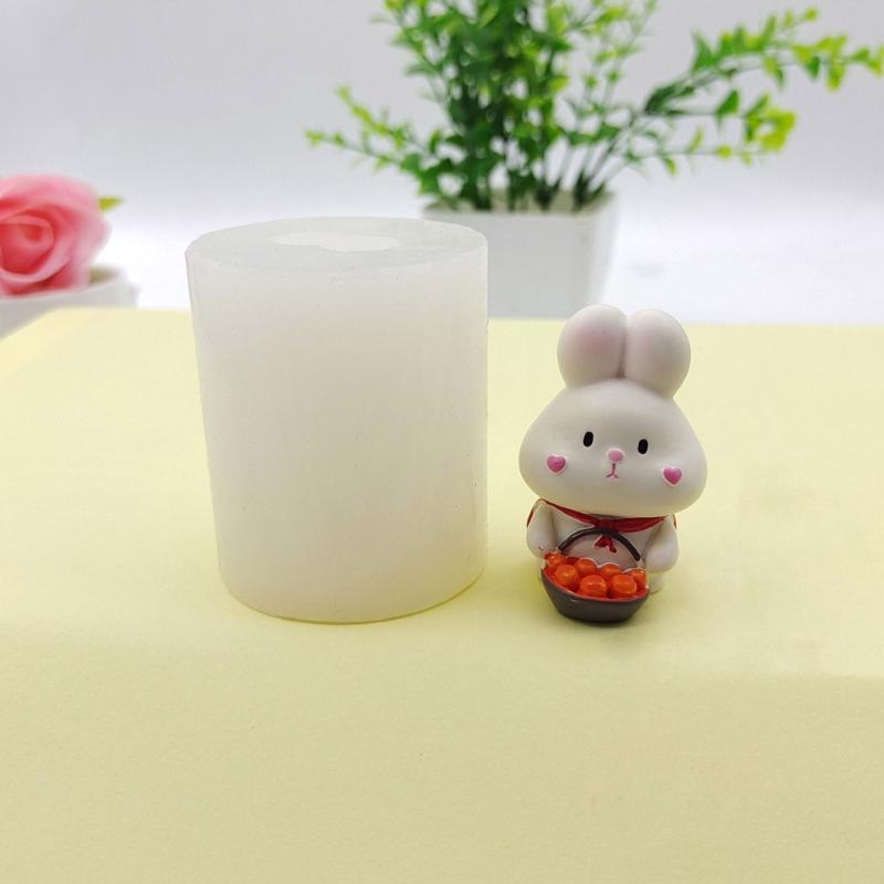 Cartoon Rabbits Silicone Molds Crafts Ornament Plasters Mold Handmade Scented Candle Mould Home Decorations Tool