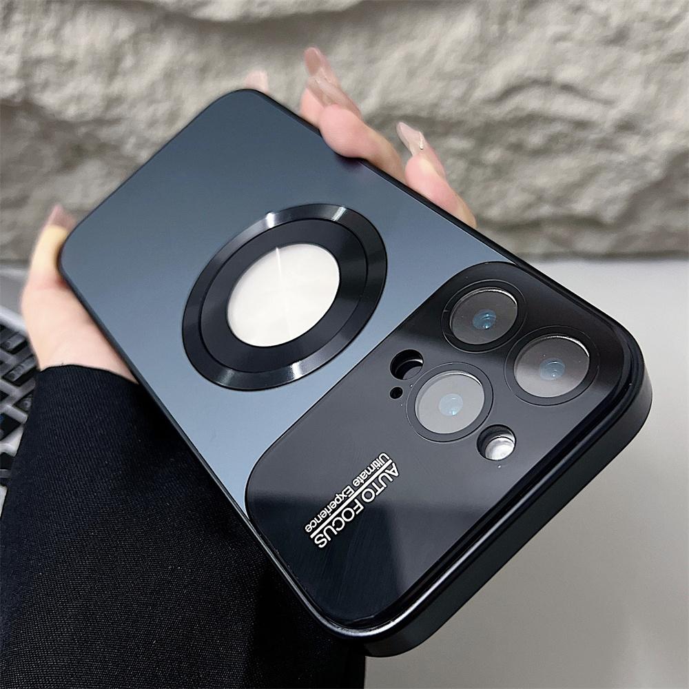 Luxury Matte Titanium Magsafe Metallic Phone Case For iPhone 16 Pro Ma 15 Plus 14 13 12 11 Glass Lens Camera Cover Funda
