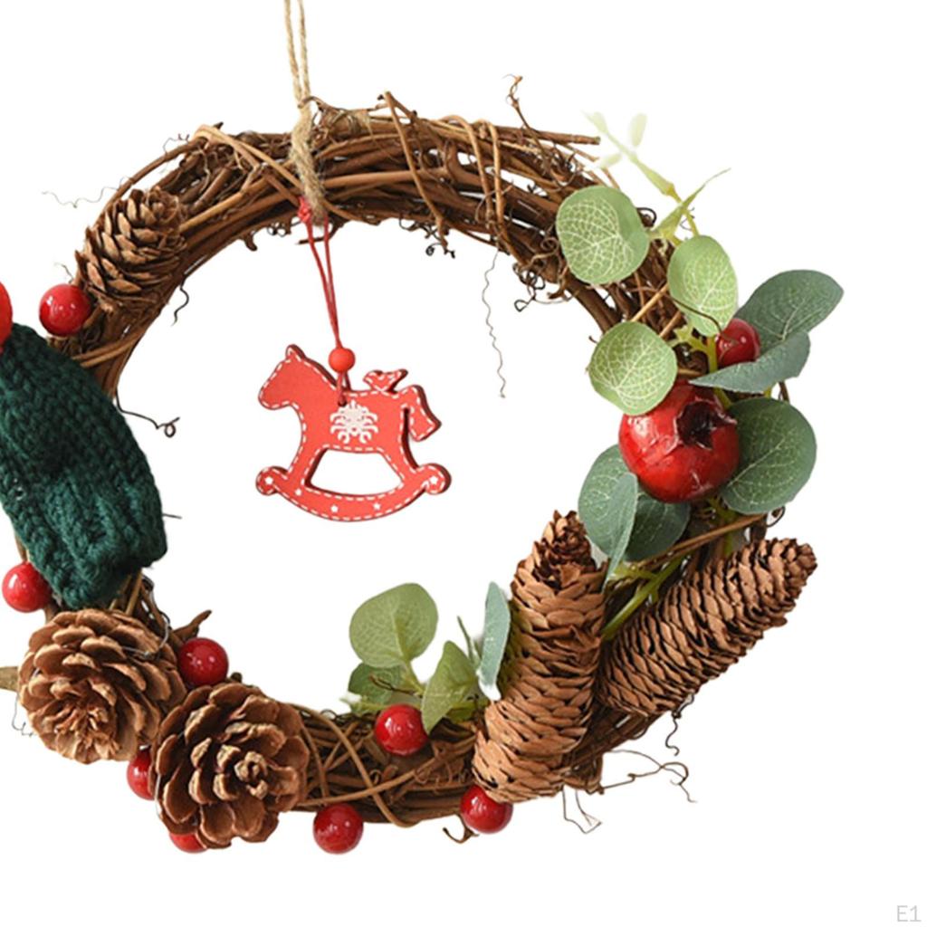 Wreath for Front Door Christmas Winter 8 Inch Farmhouse