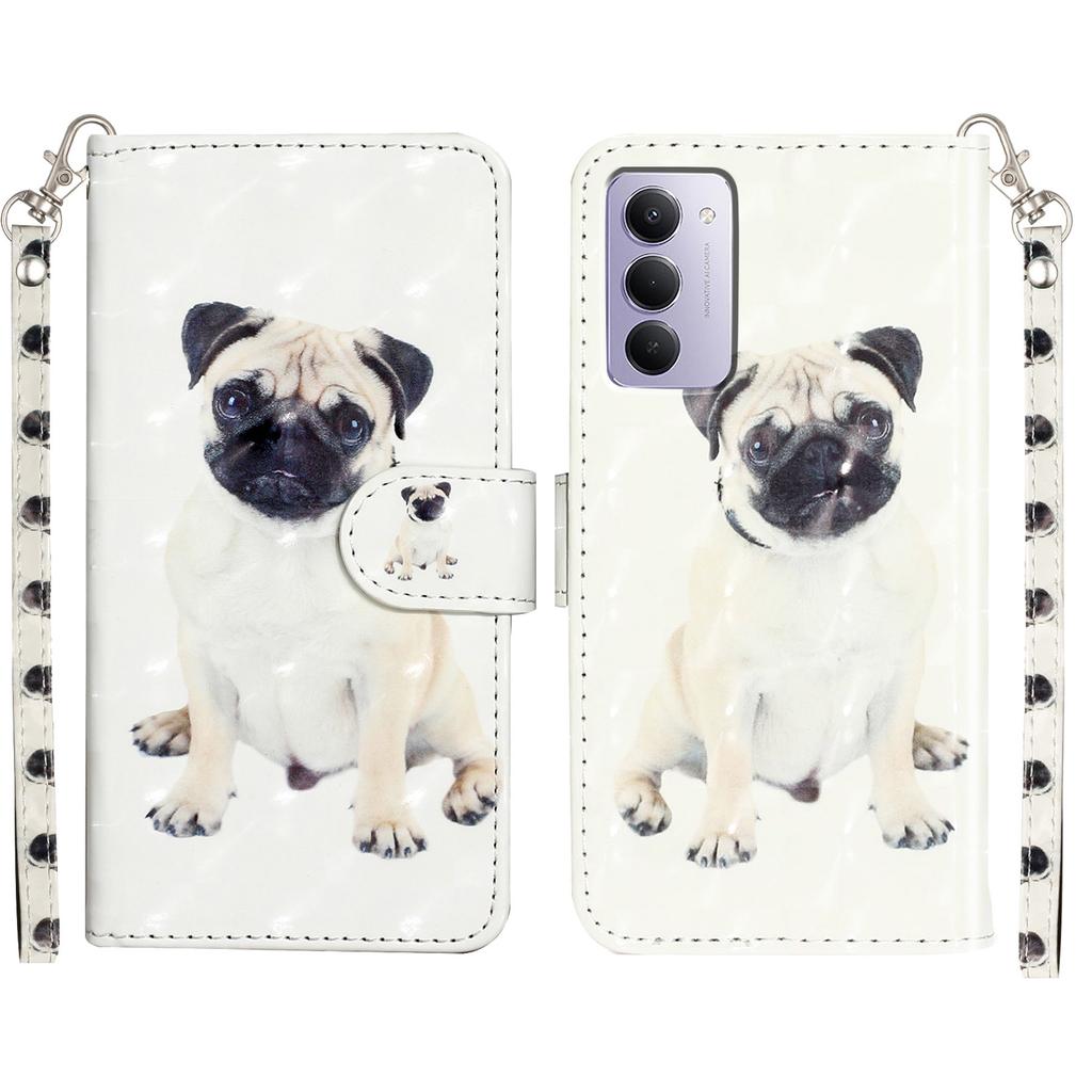 Para Xiaomi Redmi 15 5G (eu) (171mm)/Xiaomi Redmi 15 4G (eu) (171mm) Capa Carteira de Couro com Padrão 3D Estampado para Celular com Alça