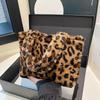 Leopard Print Plush Handbag Soft Fluffy Tote Bag Stylish Shoulder Bags for Women Daily Use Winter Plush Far Totes KTY