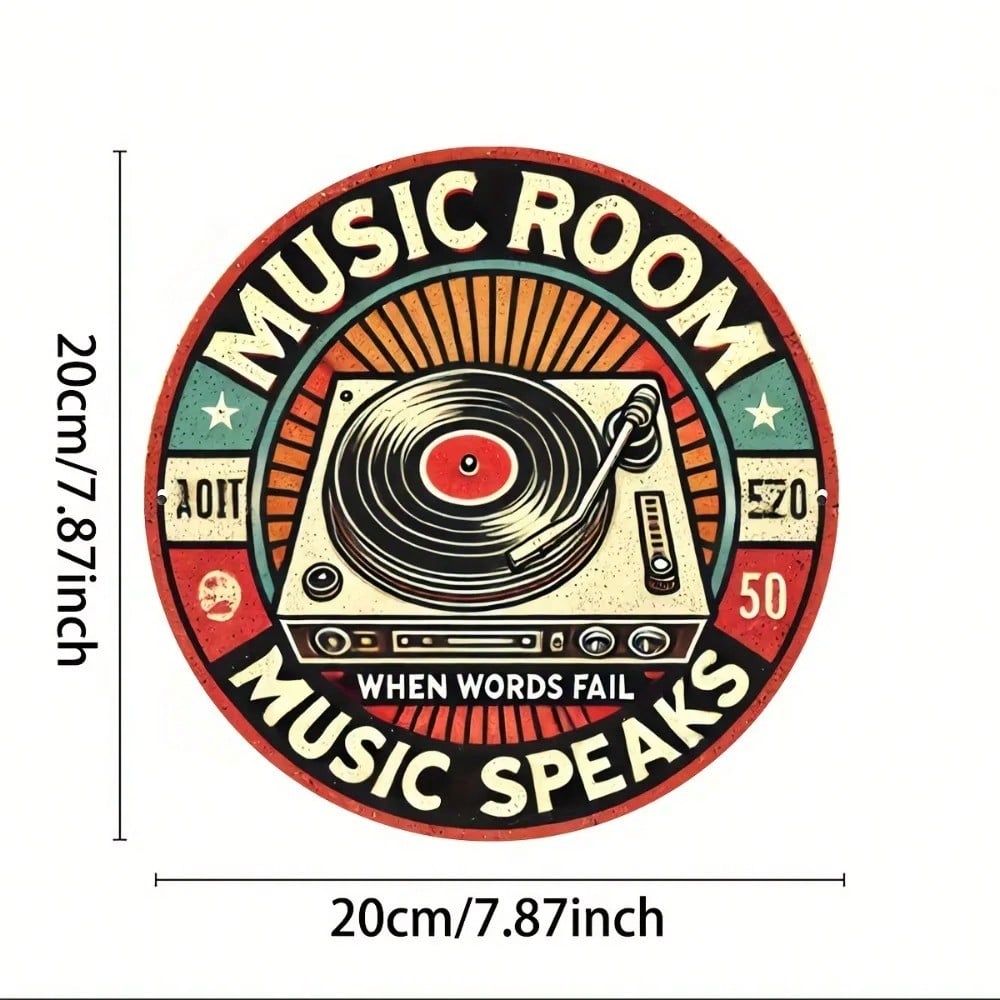 Винтажная металлическая жестяная табличка Музыка Ретро Граммофон Настенный Декор Подарок TYA21845-20X20CM разноцветный