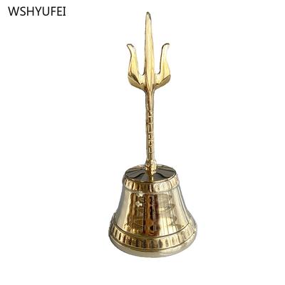 1 Pc Brass Pure Copper Trident Hand Shake Bell Feng Shui Accessories Halloween Props Household Sacrifice Temple Dharma Tools