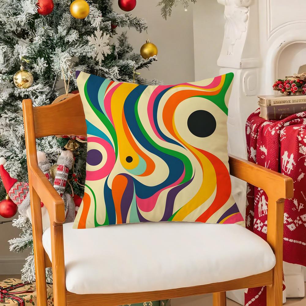 Abstract Geometric Pattern Pillow Case Silky Short Plush With Invisible Zipper Dustproof Sofa Cushion Cover For Home Decor