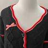 Ju Jingyi Inspired Contrast Lace Cable Knit Cardigan Sweater for Women