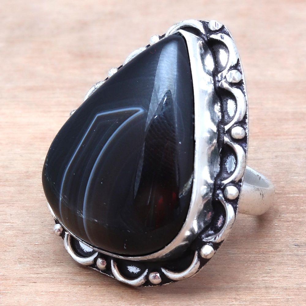 Rhodonite Gemstone Handmade Silver Jewelry  "8.5"