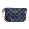 New Nolita Jacquard Fabric With Leather Pochette, Shoulder Bag, Clutch, Wrist Bag, Handbag Mini Women's Denim Blue C3334-IMDEI