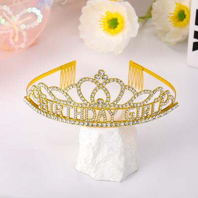 BIRTHDAY QUEEN GIRL Girls Birthday Crown Etiquette Party Supplies Rhinestone Hair Accessories
