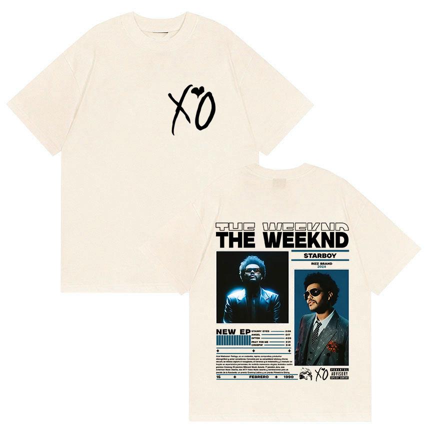 Rapper THE WEEKND STARBOY XO Tour 2026 Retro Graphic T Shirts Men's Fashion Hip Hop Oversized Cotton T-shirt Man Fans Streetwear