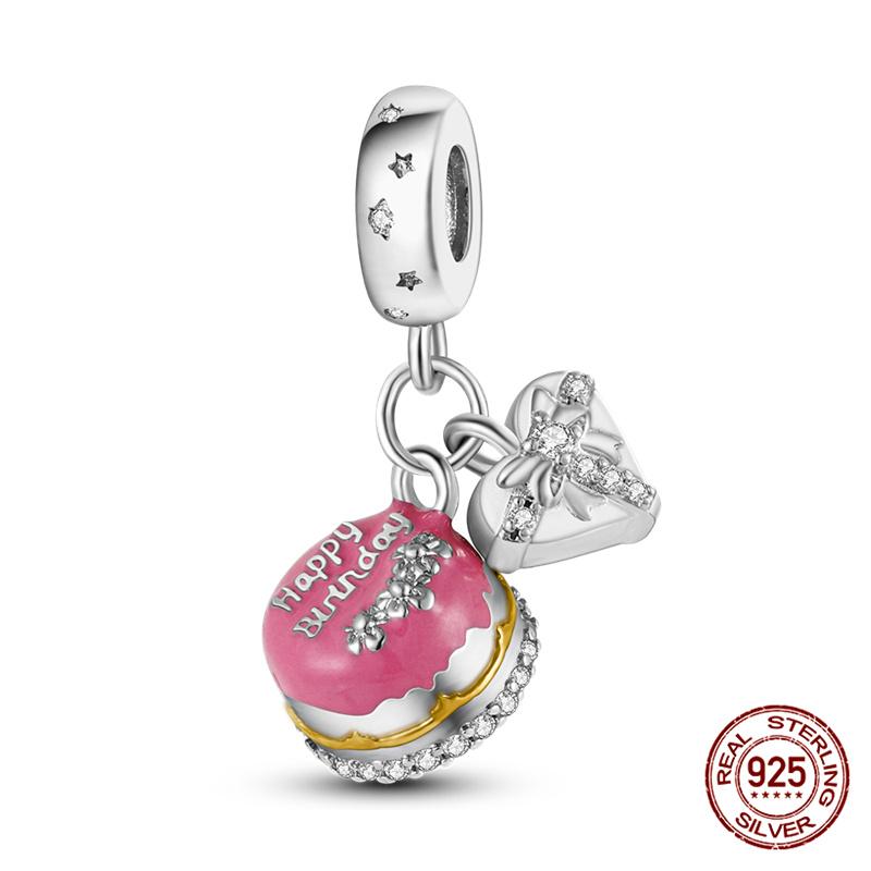 Fit Originalbracelet Cute Cake Beaded Afternoon Tea-Heart Shaped Donut Charms Diy Jewelry Making Women Giftcopper