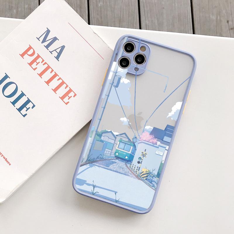 

Japanese Anime Painted House scenery Phone Case For iPhone 16 11 X XR XS 14 13 12 15 Pro Max 7 8 Plus SE2 Hard Matte Covers iphone 11promax