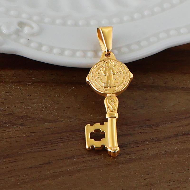 Yori 2 Stück Edelstahl Schlüssel Herz Anker Kreuz Anhänger Vakuum Galvanik 18K Gold Farbe Ofenfest