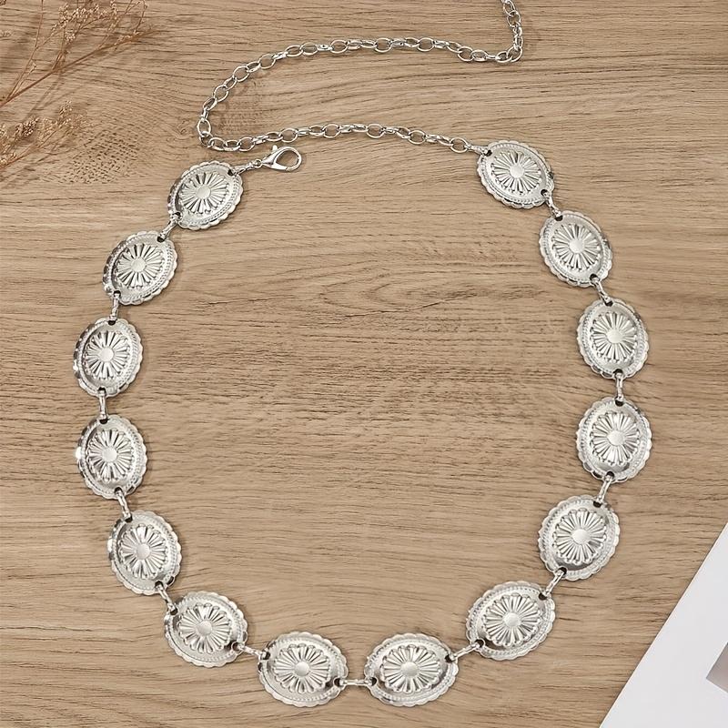 

1pc MOFOROCO Women s Vintage Bohemian Metal Belt - Adjustable -Tone Chain with Fringe & Buckle, Waist-Cinching Dress Belt срібний