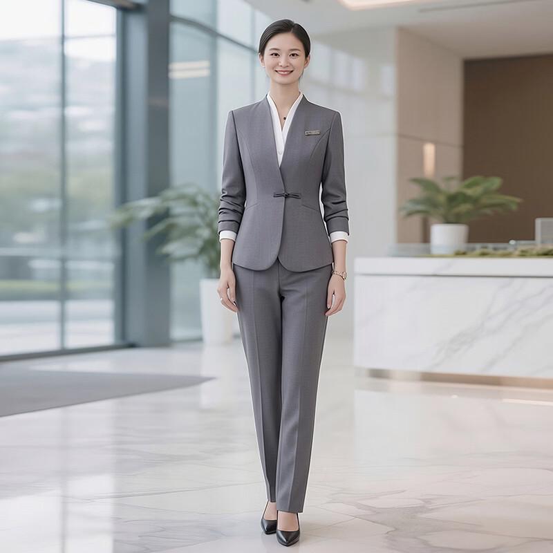 

Women s New Chinese Style Pankou Professional Suit Set 4XL