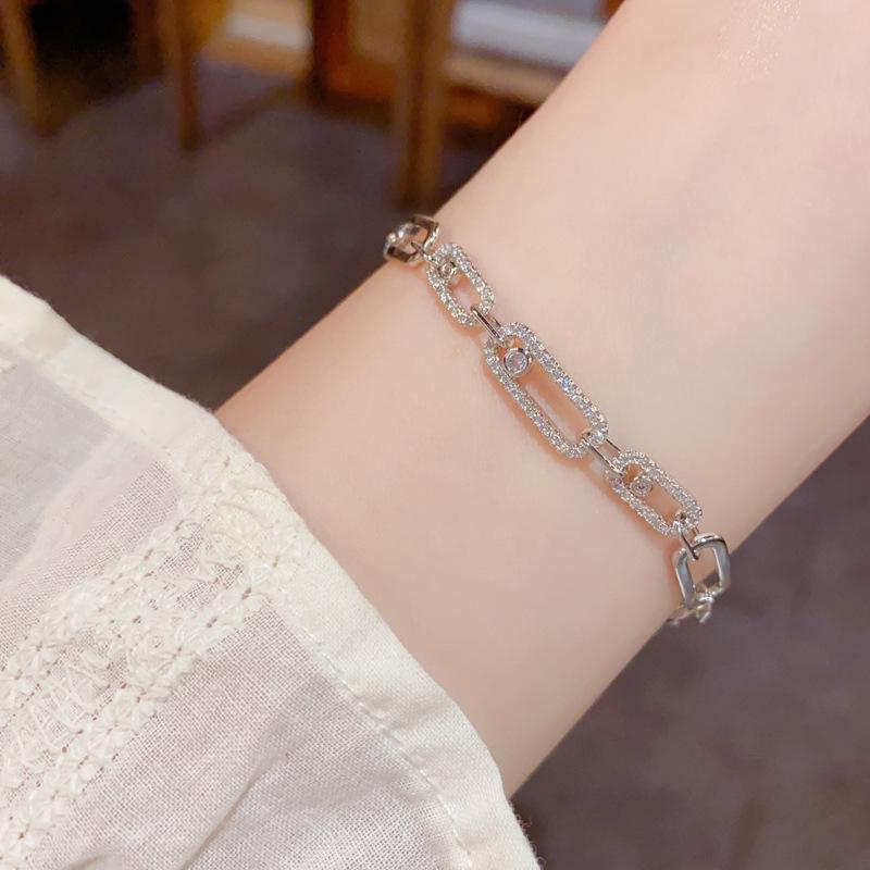 Позолоченный браслет с овальным цирконом: Браслет в стиле легкой роскоши, универсальный, шикарный и уникальный, украшение в холодном стиле